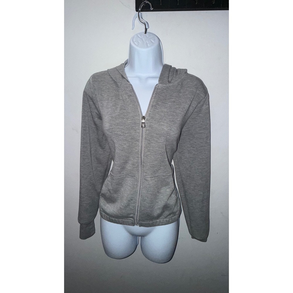 Bebe Sport Womens Heather Gray Full Zip Hoodie Thumbhole Cuffs Size Medium